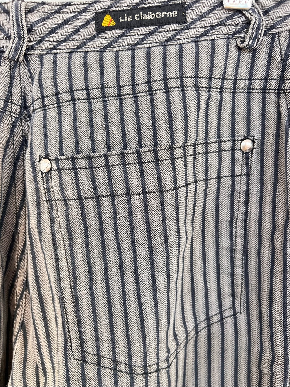 Vintage Liz Claiborne Striped Denim High-Waist Pants. Sz. 10 (modern Sm)